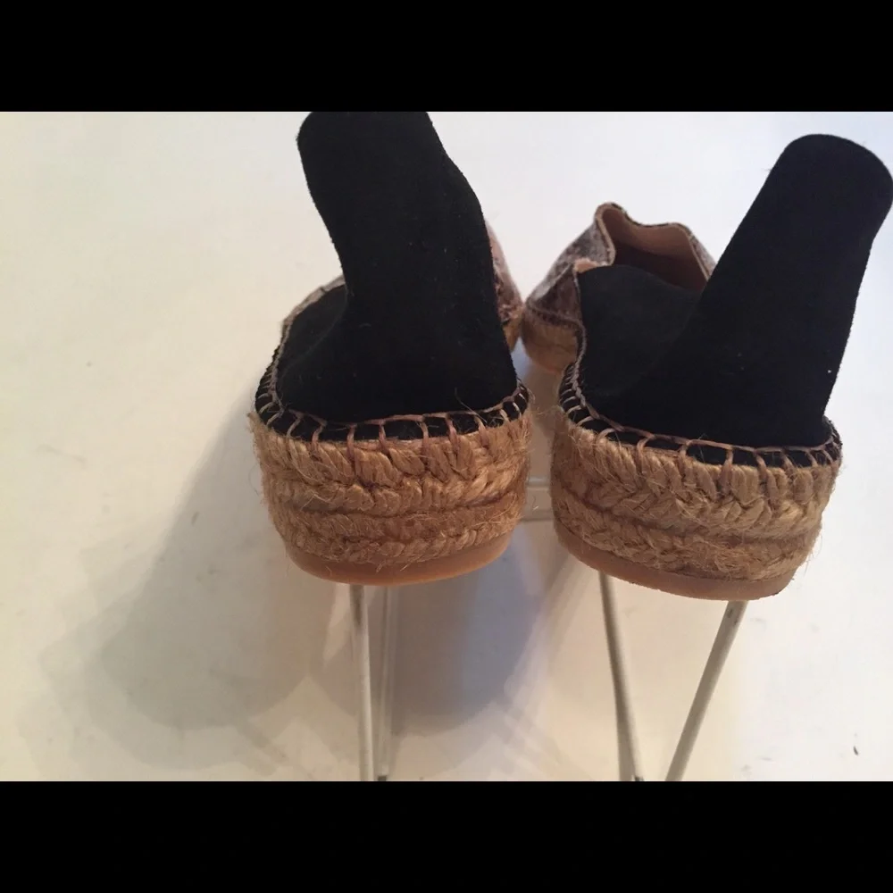 NEW ERIC MICHAEL HANDMADE LOW ESPADRILLES BLACK GRAY LEATHER SIZE 38 7.5